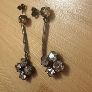 Sabika Silver and Crystal Drop Earrings
